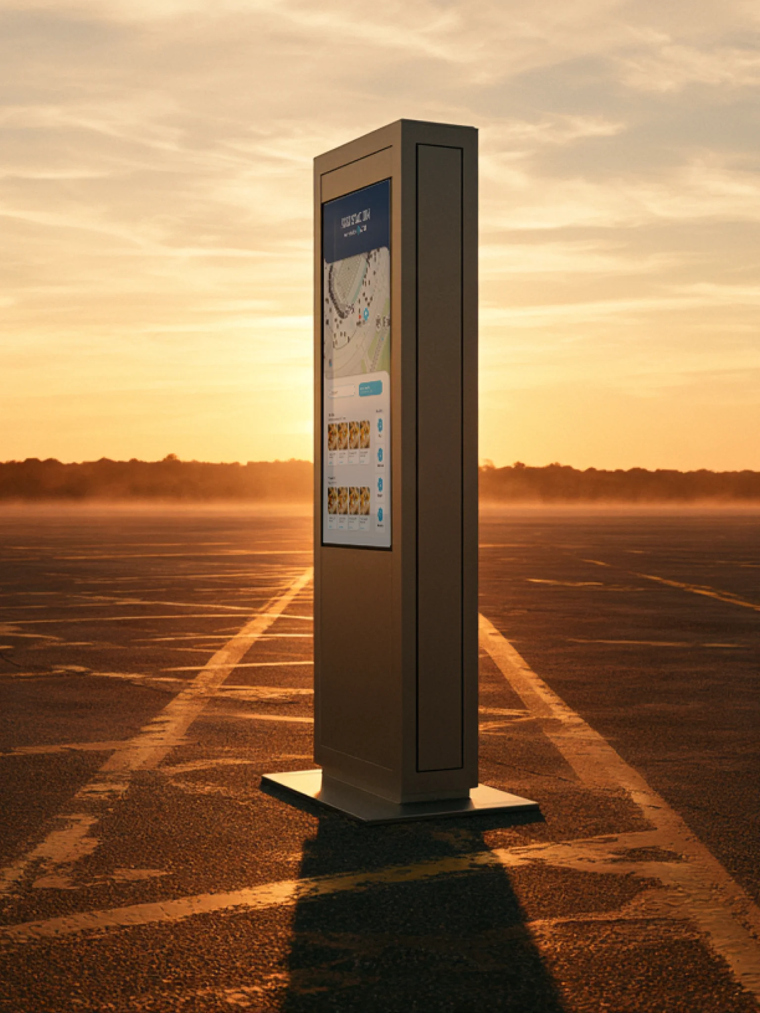 AT&T Stadium wayfinding kiosk at sunset, Stadium Grey direction