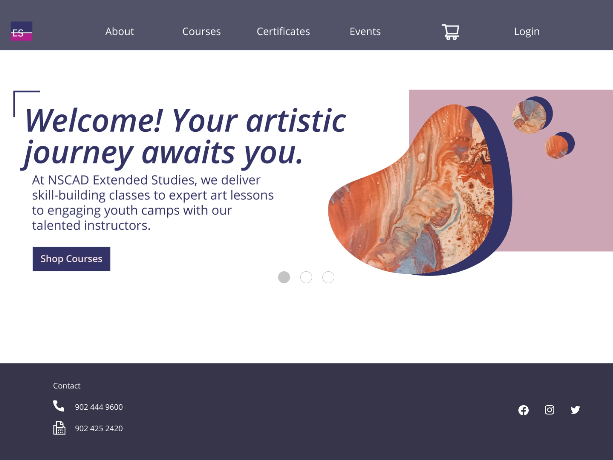 NSCAD Extended Studies, calendar view